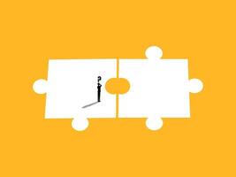 Businessman solves the problem of mismatched jigsaw pieces vector