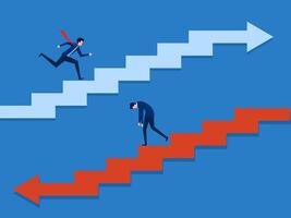 Difference Between Success and Failure, Two Businessmen on the Ladder vector