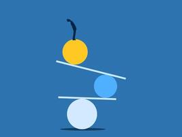 a man balancing on board and sphere. business concept vector