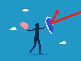 a businessman holding a shield with a brain on it vector