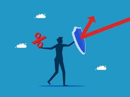 holding shield and arrow pointing up vector