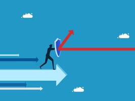 man on arrow with shield and arrow pointing up vector