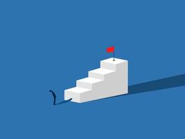 Looking at the opportunity for career growth, Businessman stands looking at the ladder vector