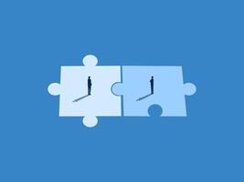 Partner, Binding Contract, Two Businessmen on Different Colored Puzzle Pieces vector