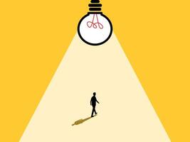 Light guides thoughts, Businessman and light bulb vector