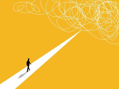 Future problems, Businessman dares to go into chaos vector