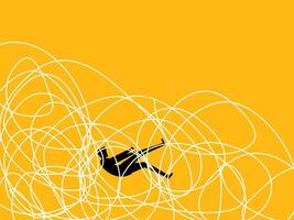 Businessman drowning in problems and chaos, business concept vector