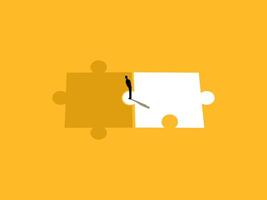 Find Partners, Merge, Businessmen on Incomplete Puzzle Pieces vector