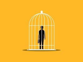 Need help, social isolation, businessman locked in a cage vector