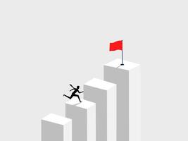 Businessman running up the graph to the goal vector