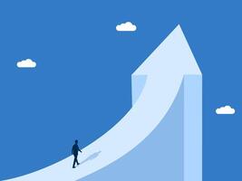 Growth path, Businessman walking on the growth arrow vector