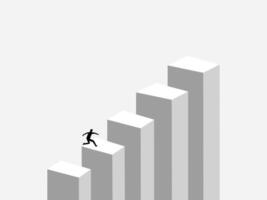 Focused on mission, Businessman jumps on bar graph grows vector