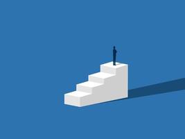 Businessman standing on the top of the ladder looking for new success vector