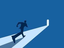 New Opportunity, Avoid Problems, Businessman Running To The Door Shining Light vector