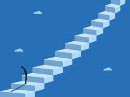 Development, Businessman climbs a long ladder vector