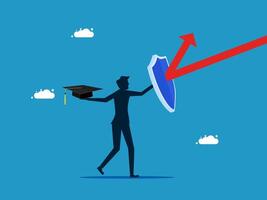holding a shield with a red arrow pointing up vector