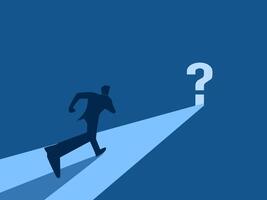 Mystery, Businessman running to the door icon question vector