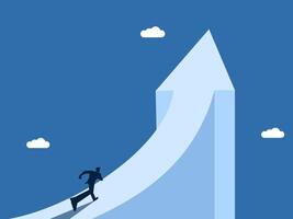 Development, Ambition, Businessman running on the grows up vector