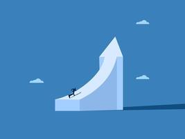 Determination for success, Endurance, Career path, Businessman running on an arrow pointing to growth vector