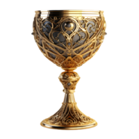 Medieval golden goblet fantasy setting 3d render luxurious design artistic showcase ornate details png