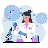 Female scientist doing scientific experiment in a laboratory room vector