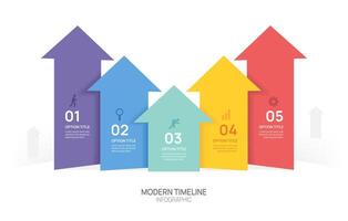 Infographics arrow up symbol timeline business 5 steps to success template. vector