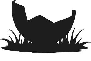 Broken Eggshell - Cracked Egg Silhouette on Grass vector