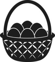Easter Basket with Eggs Silhouette - Black Illustration vector