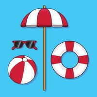 Beach Elements. Set of illustrations in cartoon style. illustration vector