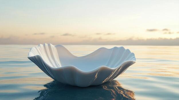A shell shell sitting on the water in the ocean photo