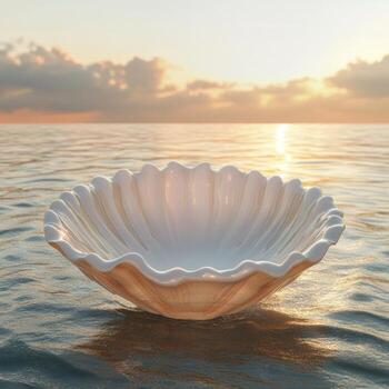 Shell at sea, 3d render photo