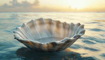 Shells in the sea at sunset photo