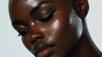 A close up of a black woman with a white background photo