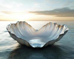 A shell shell is sitting on the water photo