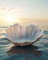 Shell at the sea, 3d rendering photo