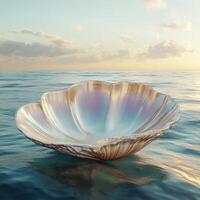 A shell is floating in the ocean photo
