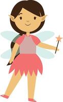 Cute Little Fairy Character in Flat Cartoon Design. vector