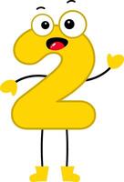a cartoon number 2 with arms and eyes vector