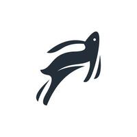 abstract jumping rabbit logo design vector