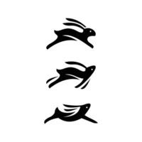 set of jumping rabbit logo design vector
