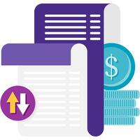 recording of cash inflows and outflows, report and financials vector