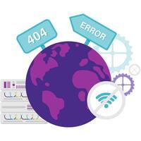 globe and internet error and network disruptions vector