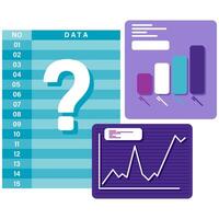 data table and bar chart and financial analysis vector