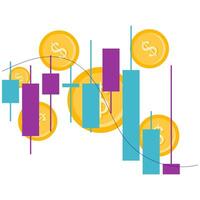 candlestick with coin background vector