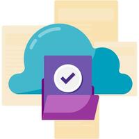 cloud computing concept, data upload in cloud storage successfully vector