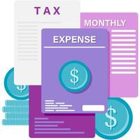 expense allocation notes, report and financials vector