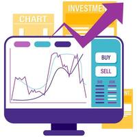 graph and chart, stock exchange and trading and financial reports vector