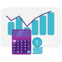 calculator and graphs, Financial Report vector