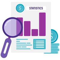 magnifying glass and chart vector
