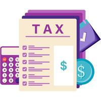 tax report sheets and calculator vector